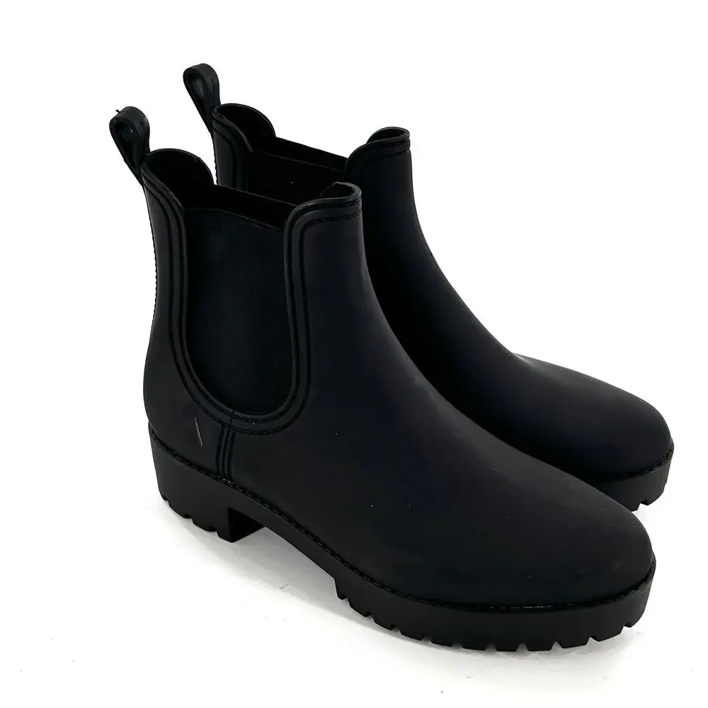 Jeffrey Campbell Forecast Rain Boots 10 Black NWOT Ankle Wellies Waterproof